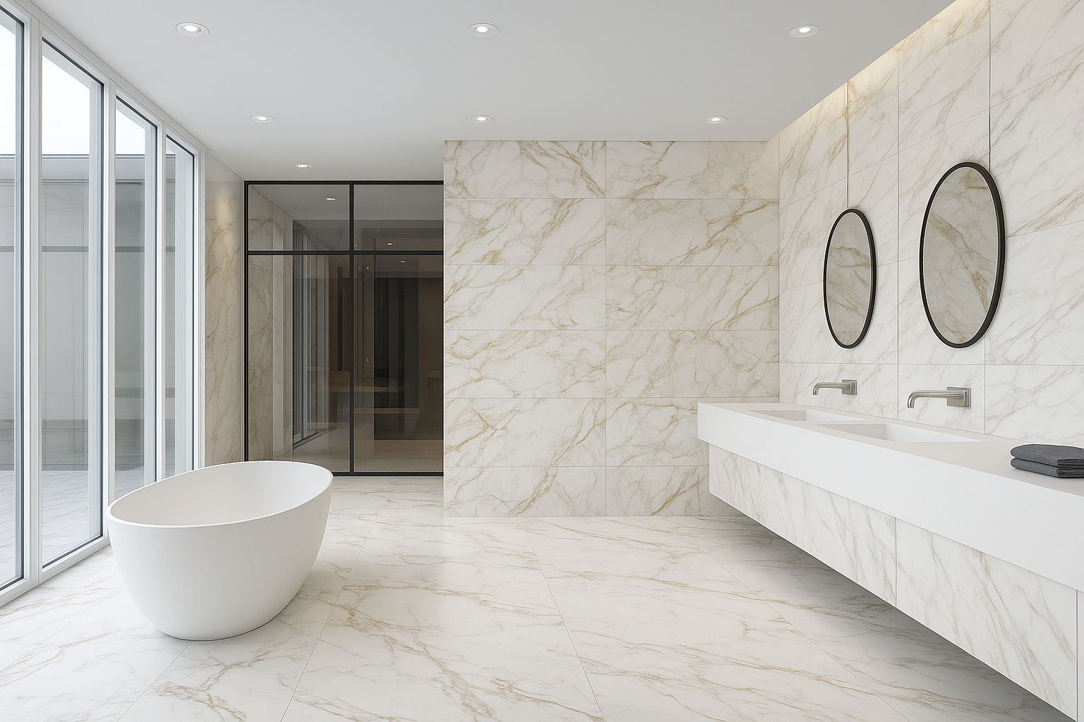 Opulent Bathroom with Calacatta Gold Marble