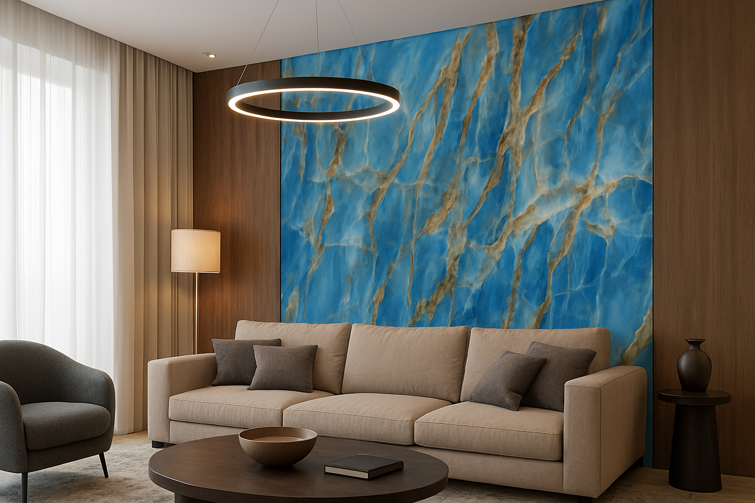 Luxury Living Room in Italian Marble